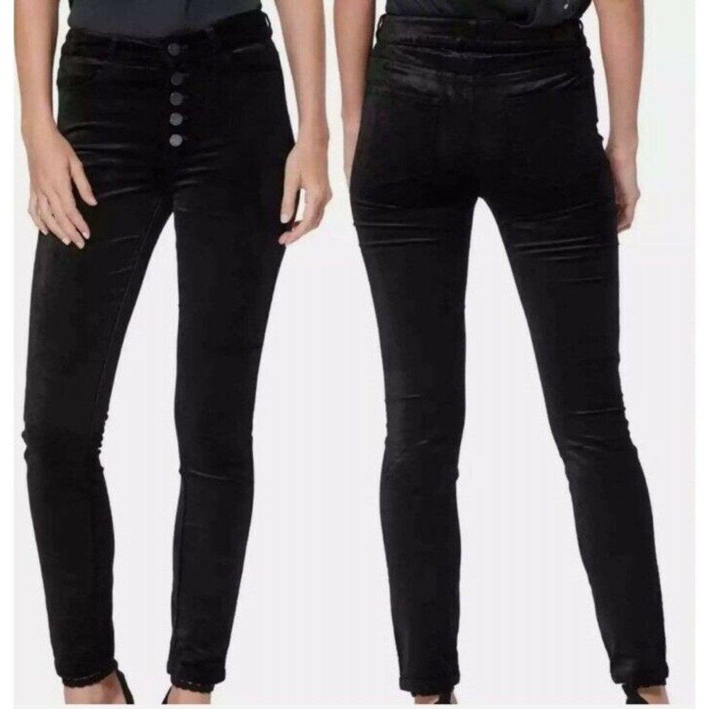 Paige Size 31 Hoxton Ankle Peg crushed Velvet skinny Pants Black